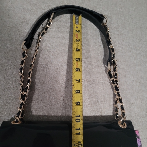 NWT Betsey Johnson flap purse/bag black with rainbow snakeskin - Picture 10 of 12